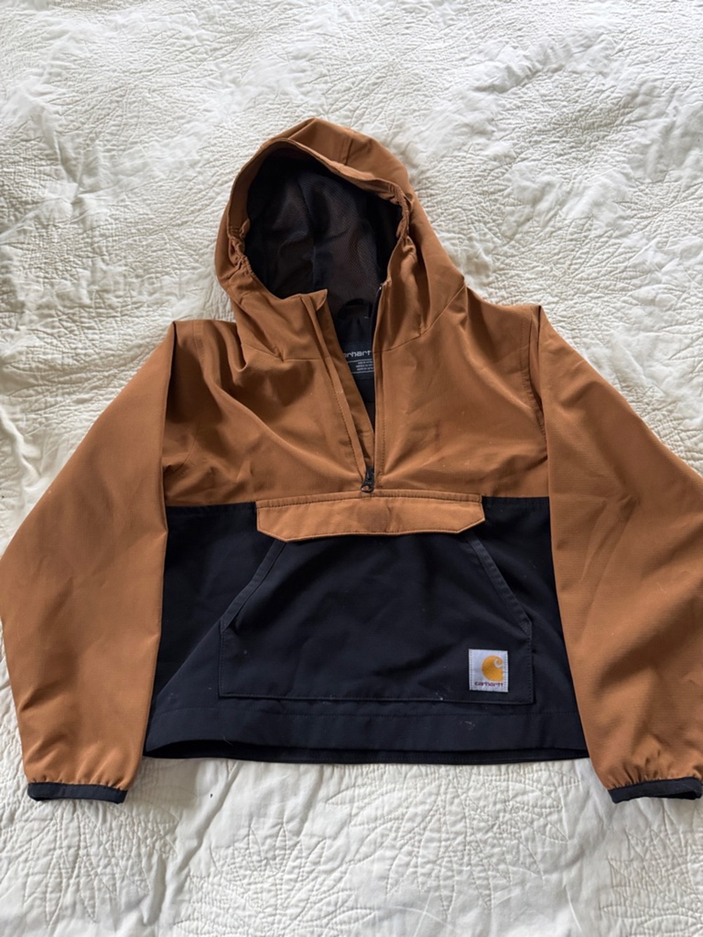 Carhartt Brown & Black Hooded Pullover Jacket